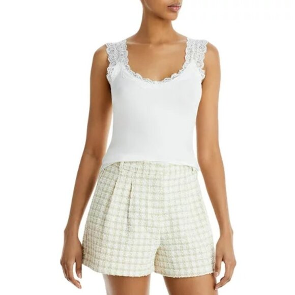Aqua Knit Lace Trim Camisole Top in White NWT - Picture 1 of 9
